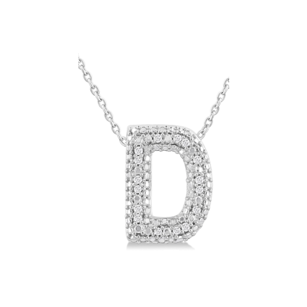 Sterling Silver Bubble 'D' Initial Diamond Pendant SVS Fine Jewelry Oceanside, NY