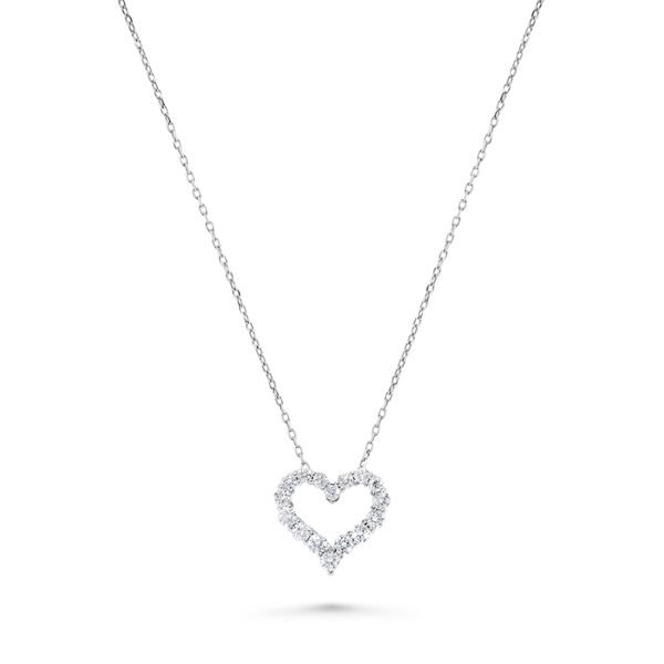 White Gold Diamond Heart Necklace SVS Fine Jewelry Oceanside, NY