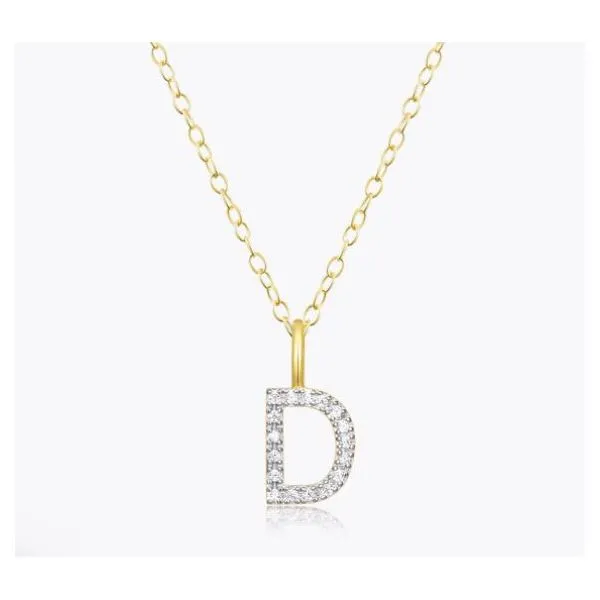 Lab Grown Diamond Yellow Gold Plated Initial D Necklace SVS Fine Jewelry Oceanside, NY