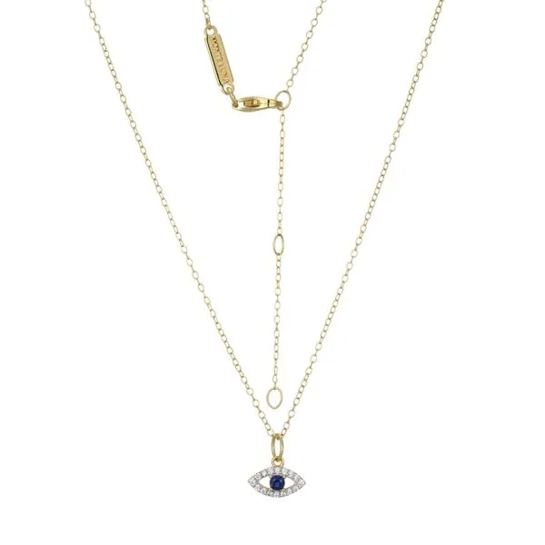 Lab Grown Diamond Yellow Gold Plated Evil Eye Necklace, .10ctw Image 2 SVS Fine Jewelry Oceanside, NY