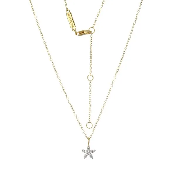 Lab Grown Diamond Yellow Gold Plated Starfish Necklace, .10ctw Image 2 SVS Fine Jewelry Oceanside, NY