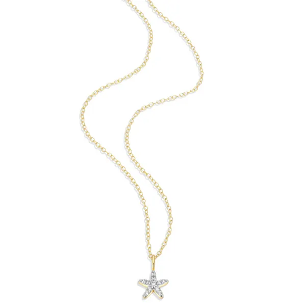 Lab Grown Diamond Yellow Gold Plated Starfish Necklace, .10ctw Image 4 SVS Fine Jewelry Oceanside, NY