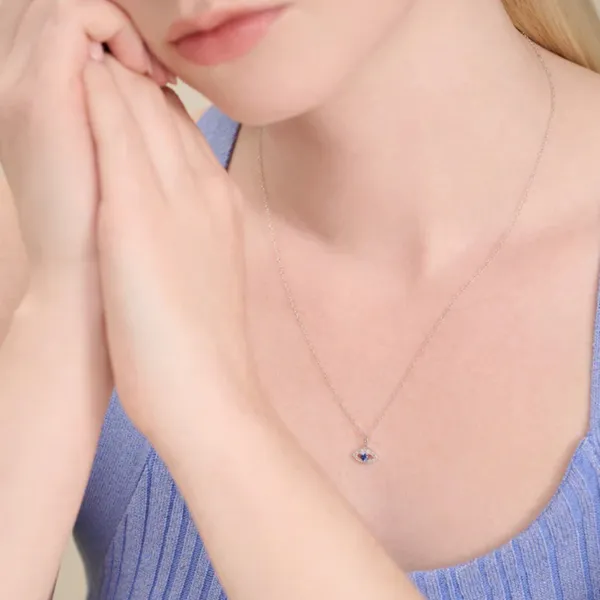 Lab Grown Diamond Evil Eye Necklace, .10ctw Image 3 SVS Fine Jewelry Oceanside, NY