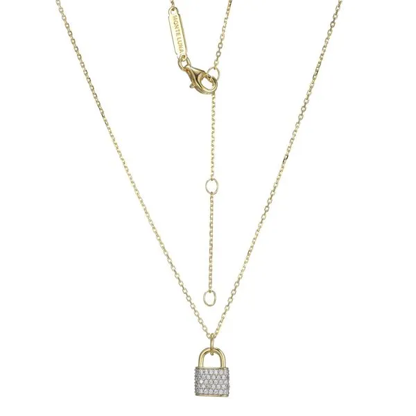 Lab Grown Diamond Yellow Gold Plated Lock Necklace, .20ctw Image 2 SVS Fine Jewelry Oceanside, NY