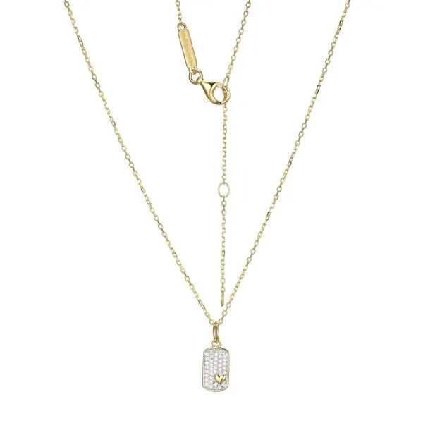 Lab Grown Diamond Yellow Gold Plated Dogt Tag Heart Necklace, .11ctw Image 2 SVS Fine Jewelry Oceanside, NY