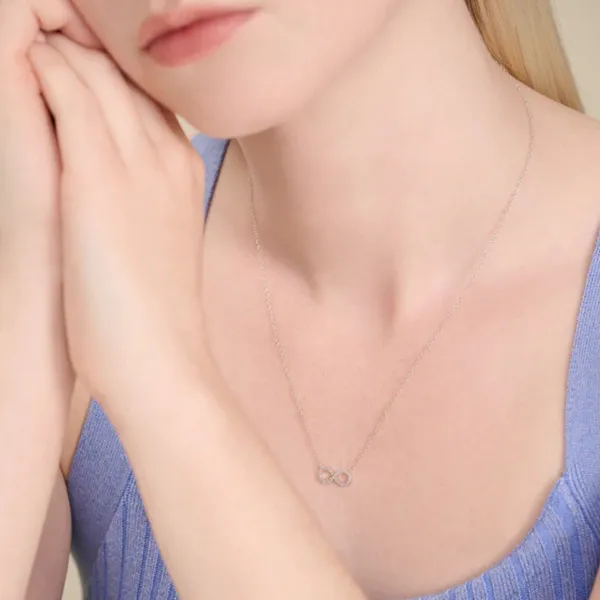 Lab Grown Diamond Infinity Necklace, .09ctw