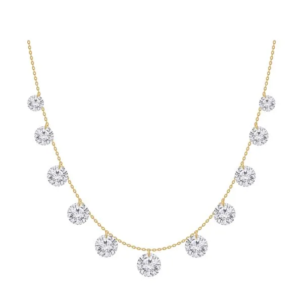 Yellow Gold Lab Grown Diamond Dancing Necklace SVS Fine Jewelry Oceanside, NY