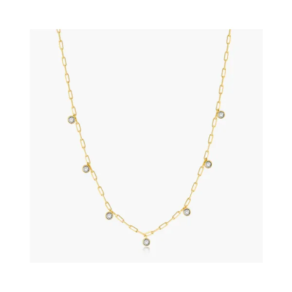 Yellow Gold Plated Sterling Silver Dangle Necklace SVS Fine Jewelry Oceanside, NY