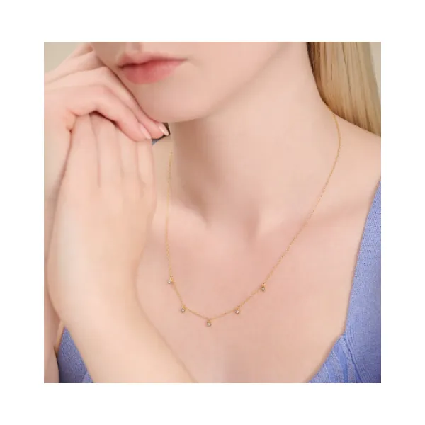 Yellow Gold Plated Sterling Silver Dangling Necklace Image 2 SVS Fine Jewelry Oceanside, NY