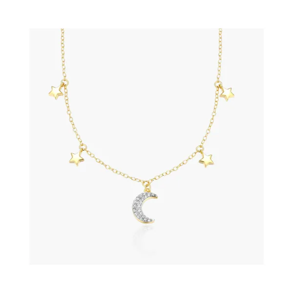 Yellow Gold Plated Sterling Silver Dangling Necklace SVS Fine Jewelry Oceanside, NY