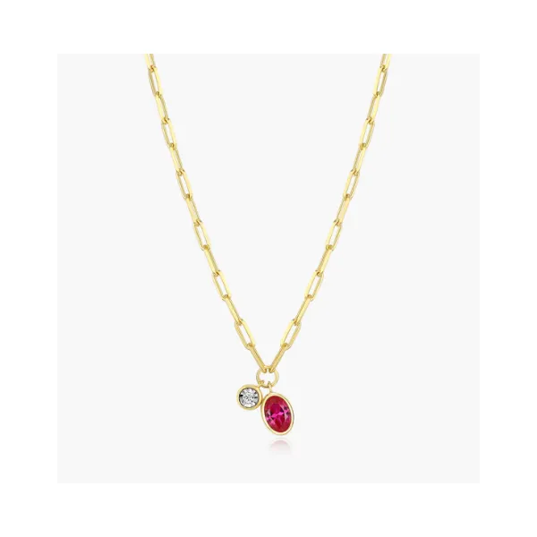 Yellow Gold Plated Sterling Silver Birthstone Necklace SVS Fine Jewelry Oceanside, NY