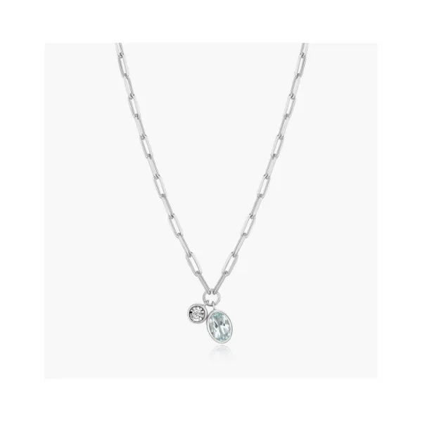 Rhodium Plated Sterling Silver Birthstone Necklace SVS Fine Jewelry Oceanside, NY