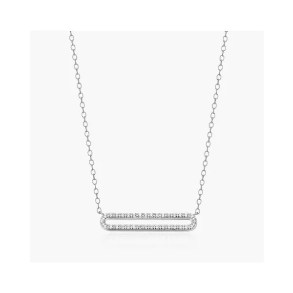 Rhodium Plated Sterling Silver Paperclip Necklace SVS Fine Jewelry Oceanside, NY