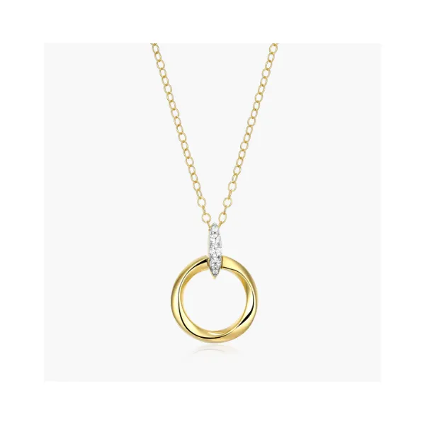 Yellow Gold Plated Sterling Silver Circle Necklace SVS Fine Jewelry Oceanside, NY