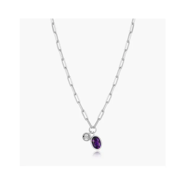 Rhodium Plated Sterling Silver Birthstone Necklace SVS Fine Jewelry Oceanside, NY
