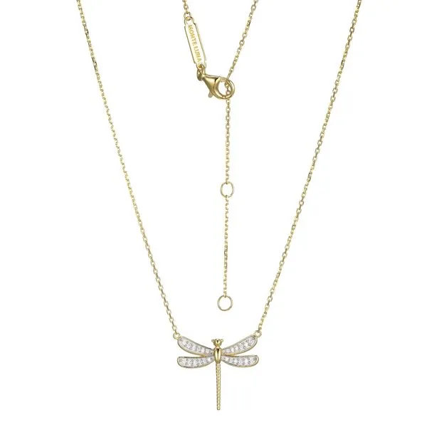 Lab Grown DIamond Yellow Gold Plated Dragonfly Necklace, .13ctw Image 2 SVS Fine Jewelry Oceanside, NY
