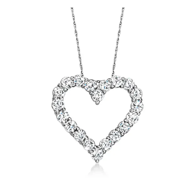 White Gold Lab Grown Diamond Heart Necklace SVS Fine Jewelry Oceanside, NY