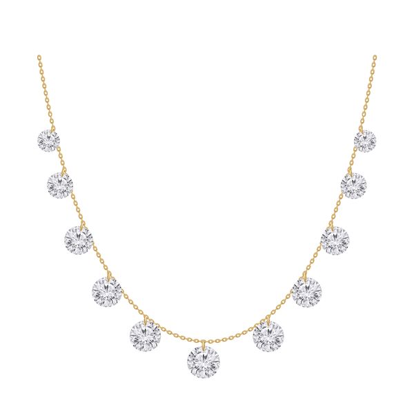 Yellow Gold Lab Grown Diamond Dancing Necklace SVS Fine Jewelry Oceanside, NY