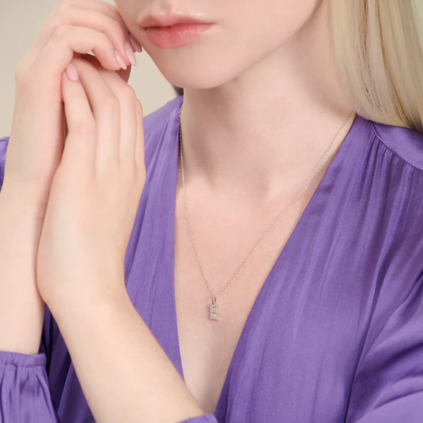 Lab Grown Diamond Initial E Necklace Image 2 SVS Fine Jewelry Oceanside, NY