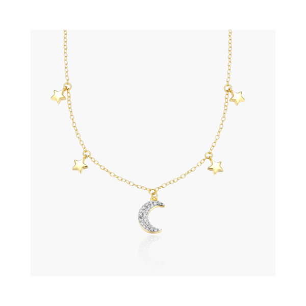 Yellow Gold Plated Sterling Silver Dangling Necklace SVS Fine Jewelry Oceanside, NY