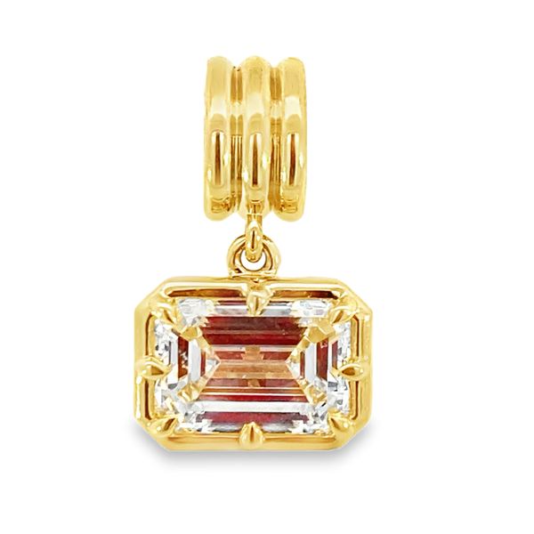 Yellow Gold Emerald Lab Grown Diamond Slide Pendant Image 2 SVS Fine Jewelry Oceanside, NY