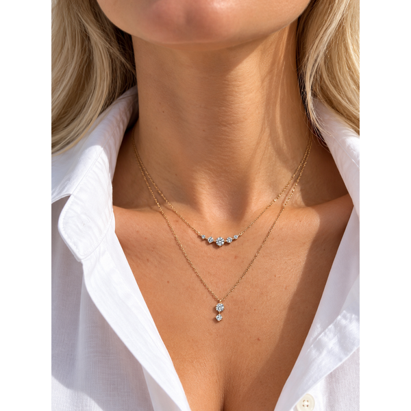 Everlee 14K Yellow Gold Starlight Layered Lab Grown Diamond Necklace, 1.60 ctw, 18