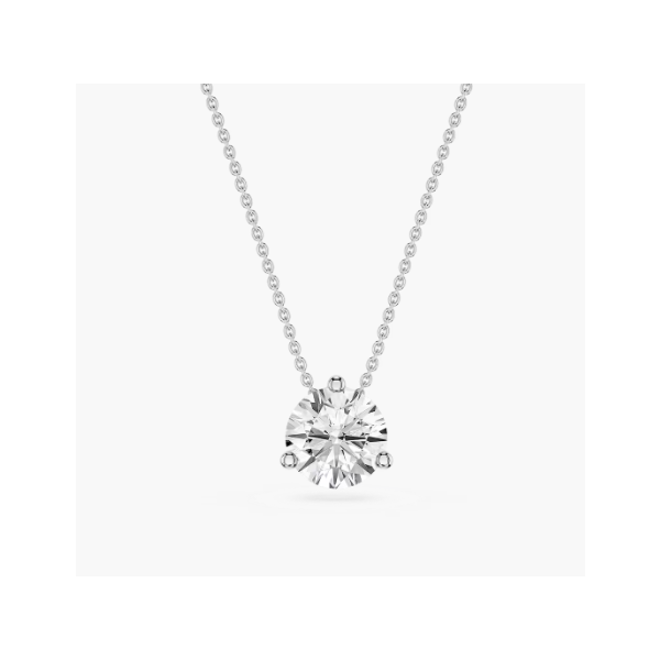 White Gold Lab Grown Diamond Solitaire Pendant SVS Fine Jewelry Oceanside, NY