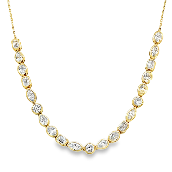 Everlee 14K Yellow Gold Multi Shape Half Bezel Lab Grown Diamond Tennis Necklace, 4.50 ctw Image 3 SVS Fine Jewelry Oceanside, NY
