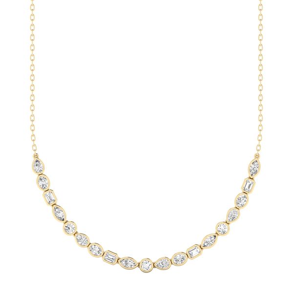 Yellow Gold Multi Shape Lab Grown Diamond Necklace SVS Fine Jewelry Oceanside, NY