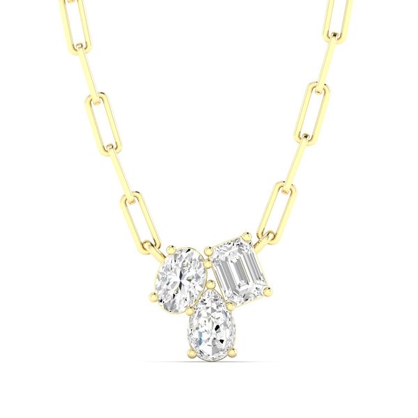 Yellow Gold Multi Shape Lab Grown Diamond Necklace SVS Fine Jewelry Oceanside, NY