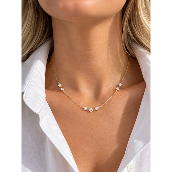 Everlee 14K Yellow Gold Starlight Lab Grown Diamond Chain Necklace, 1 ctw Image 2 SVS Fine Jewelry Oceanside, NY