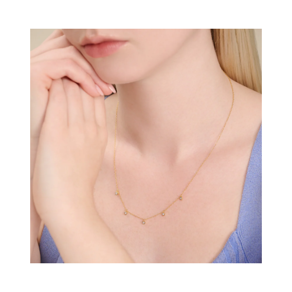 Yellow Gold Plated Sterling Silver Dangling Necklace Image 2 SVS Fine Jewelry Oceanside, NY