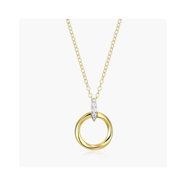 Yellow Gold Plated Sterling Silver Circle Necklace SVS Fine Jewelry Oceanside, NY