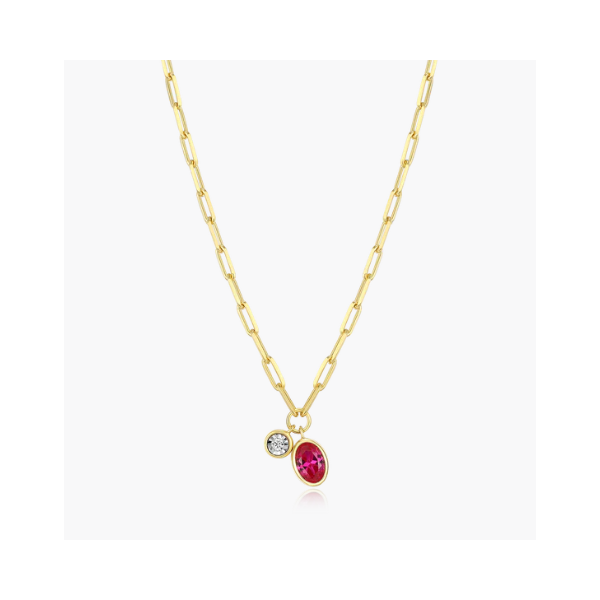 Yellow Gold Plated Sterling Silver Birthstone Necklace SVS Fine Jewelry Oceanside, NY