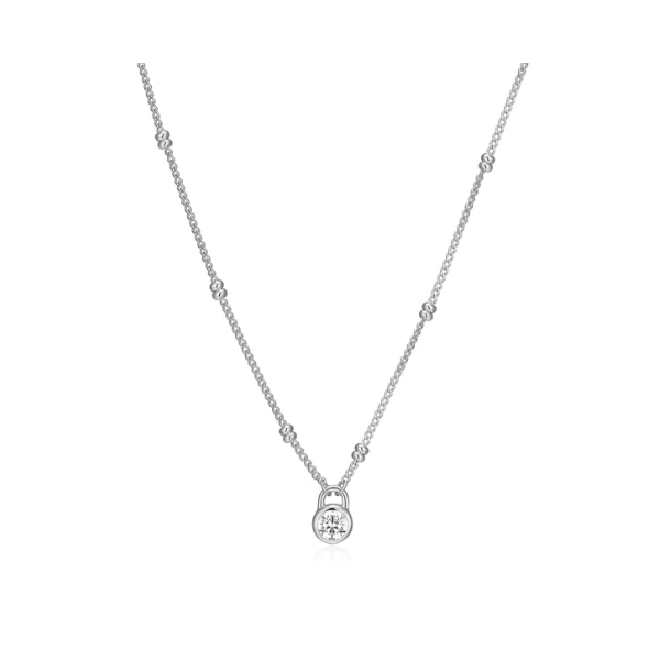 Rhodium Plated Silver & Lab Grown Diamond Necklace SVS Fine Jewelry Oceanside, NY