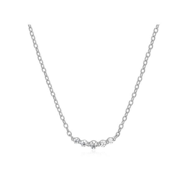Rhodium Plated Silver & Lab Grown Diamond Necklace SVS Fine Jewelry Oceanside, NY