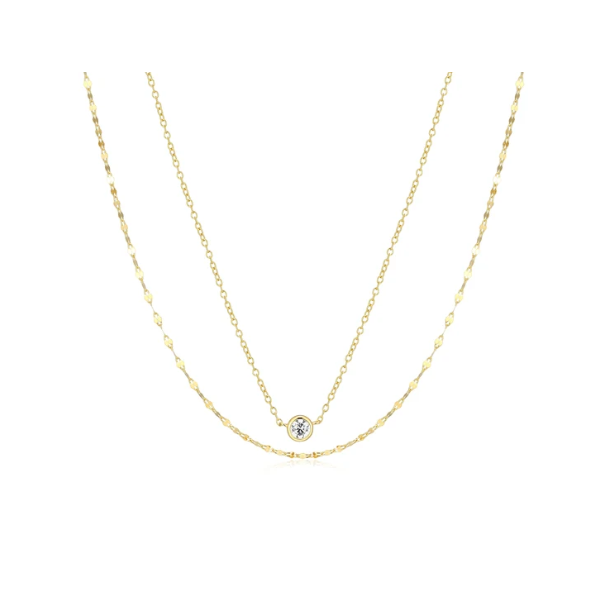 Yellow Gold Plated Silver & Lab Grown Diamond Necklace SVS Fine Jewelry Oceanside, NY