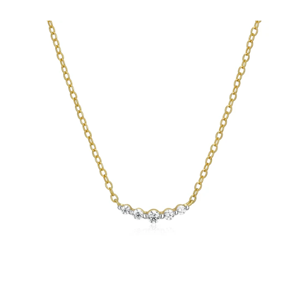 Yellow Gold Plated Silver & Lab Grown Diamond Necklace SVS Fine Jewelry Oceanside, NY