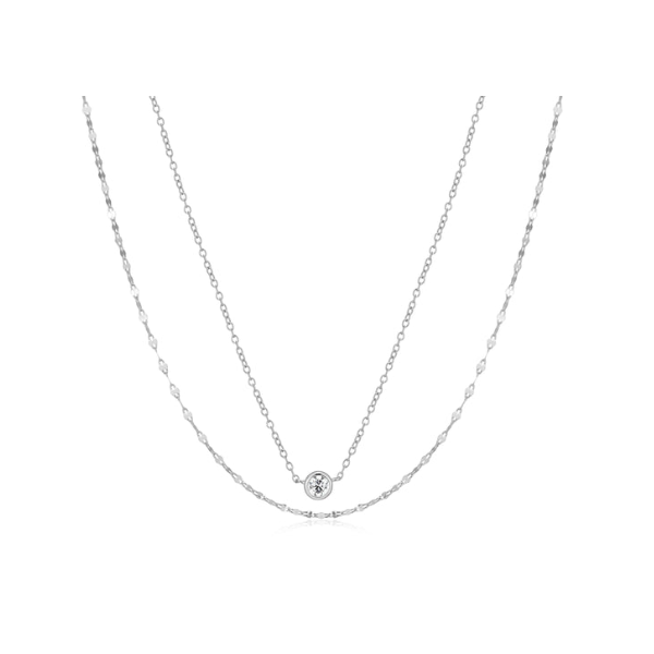 Rhodium Plated Silver & Lab Grown Diamond Necklace SVS Fine Jewelry Oceanside, NY