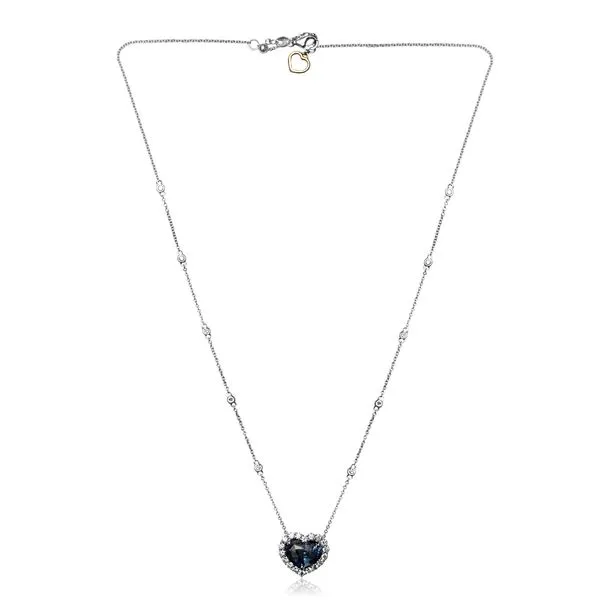 18K White and Yellow Gold, Diamond, & Sapphire Necklace