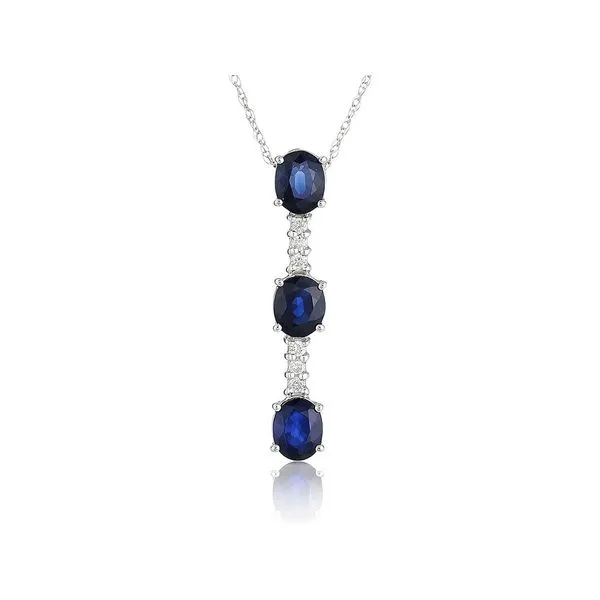 14K White Gold, Diamond, and Sapphire Necklace SVS Fine Jewelry Oceanside, NY