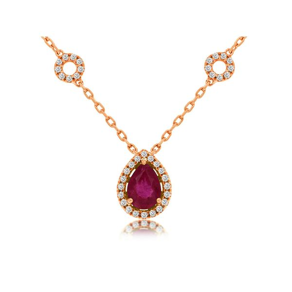 14K Rose Gold, Diamond, and Ruby Necklace SVS Fine Jewelry Oceanside, NY