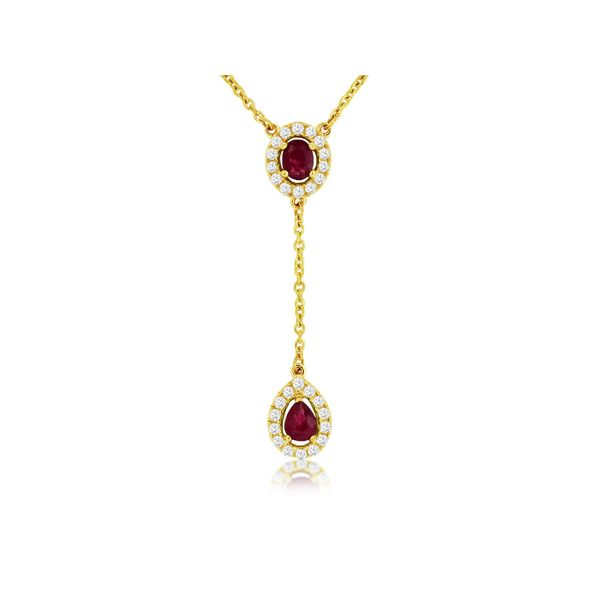 Yellow Gold, Diamond, and Ruby Necklace SVS Fine Jewelry Oceanside, NY
