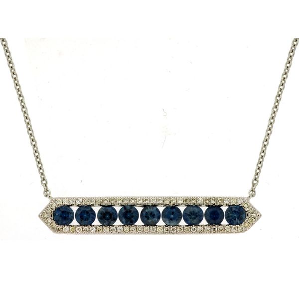 White Gold, Diamond, and Sapphire Necklace SVS Fine Jewelry Oceanside, NY