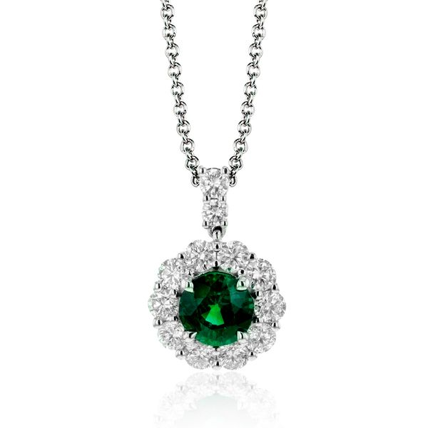 Simon G. Emerald Halo Necklace SVS Fine Jewelry Oceanside, NY