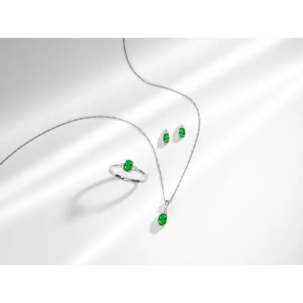 White Gold, Diamond, & Emerald Necklace Image 2 SVS Fine Jewelry Oceanside, NY