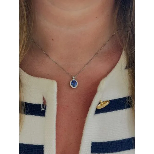 White Gold, Sapphire, & Diamond Necklace, 18