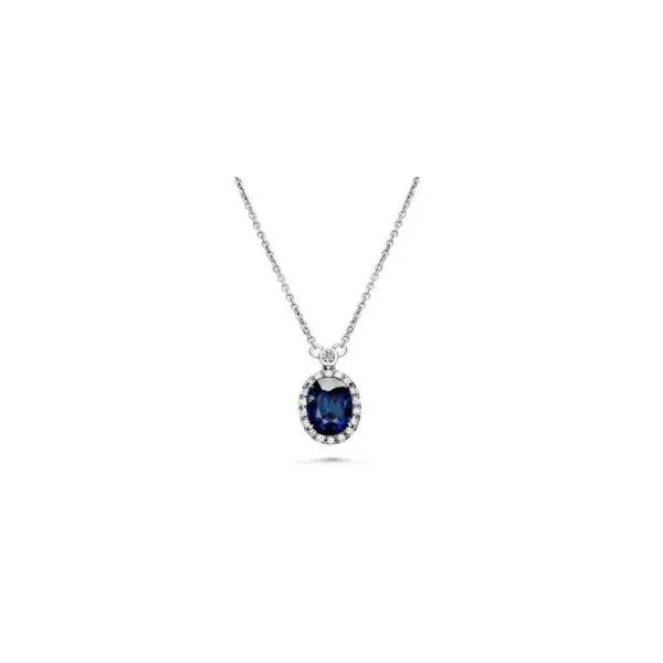 White Gold, Sapphire, & Diamond Necklace, 18