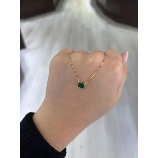 Yellow Gold Emerald Necklace, 1ctw Image 2 SVS Fine Jewelry Oceanside, NY