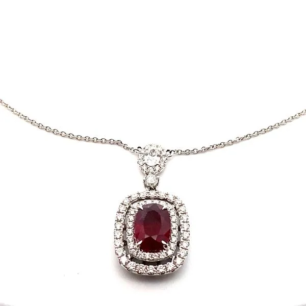 White Gold, Ruby, & Diamond Necklace, 18\